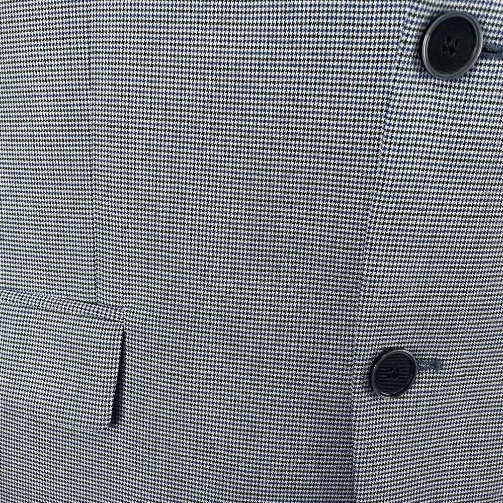 Marks & Spencer Blue Houndstooth Easy Care 2 Button Vented Sports Blazer Size 44